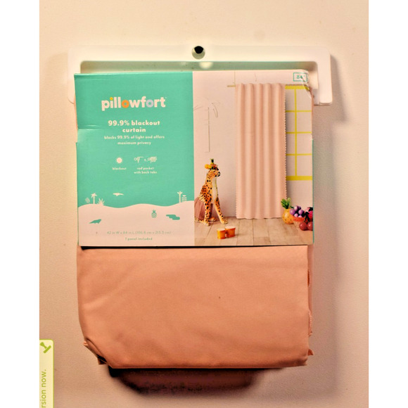 Pillowfort 42"W x 84"L Scallop Kids' Blackout Rod Pocket Curtain Panel Pink* - Picture 1 of 2